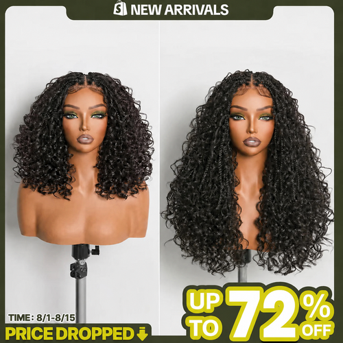 Hurry! 72% OFF✨13x6 HD Lace Wig Glueless Wear & Go 12” Boho Braids Water Wave Pre-Cut Lace Wig – Premium Fiber, Beginner Friendly