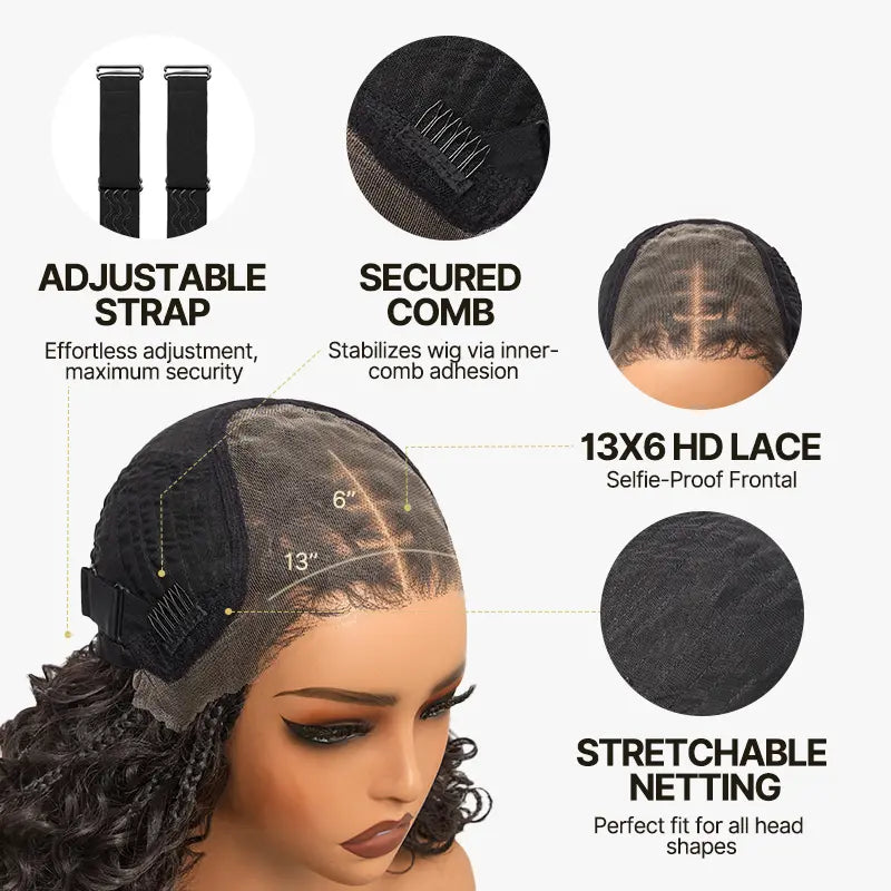 ✨Glueless Boho Braids Water Wave Wig