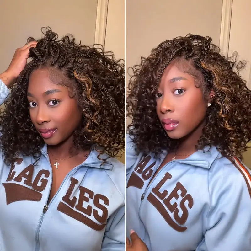 ✨Glueless Boho Braids Water Wave Wig