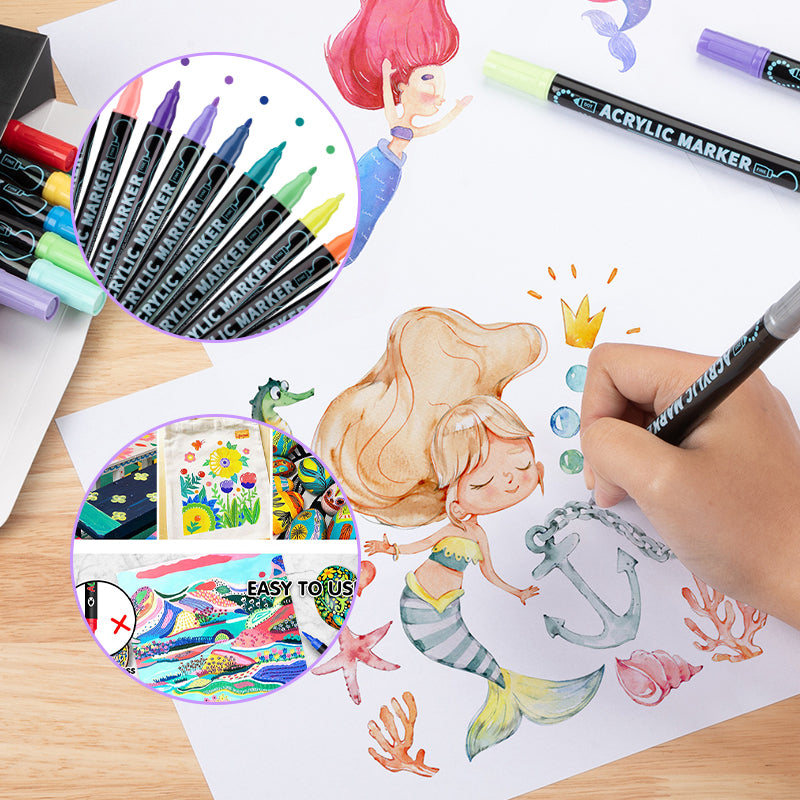 🌈Hot Sale Deals🖌️Dual Tip Acrylic Paint Pen Marker✨🎨