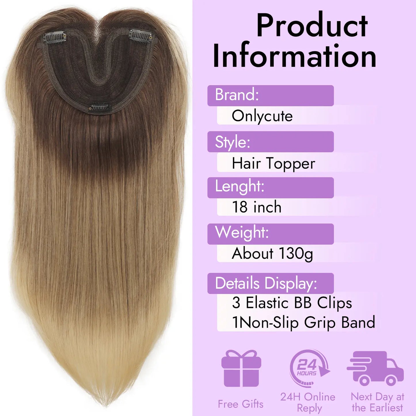 ☀️ Hot Weather? Try This Breathable Hair Solution-Natural-Looking Hair Topper for Women