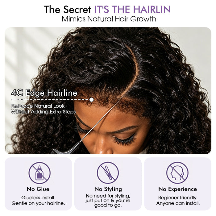 🔥 Limited-Time Sale | 4C Curly Edges Glueless Human Hair Wig – 220% Density