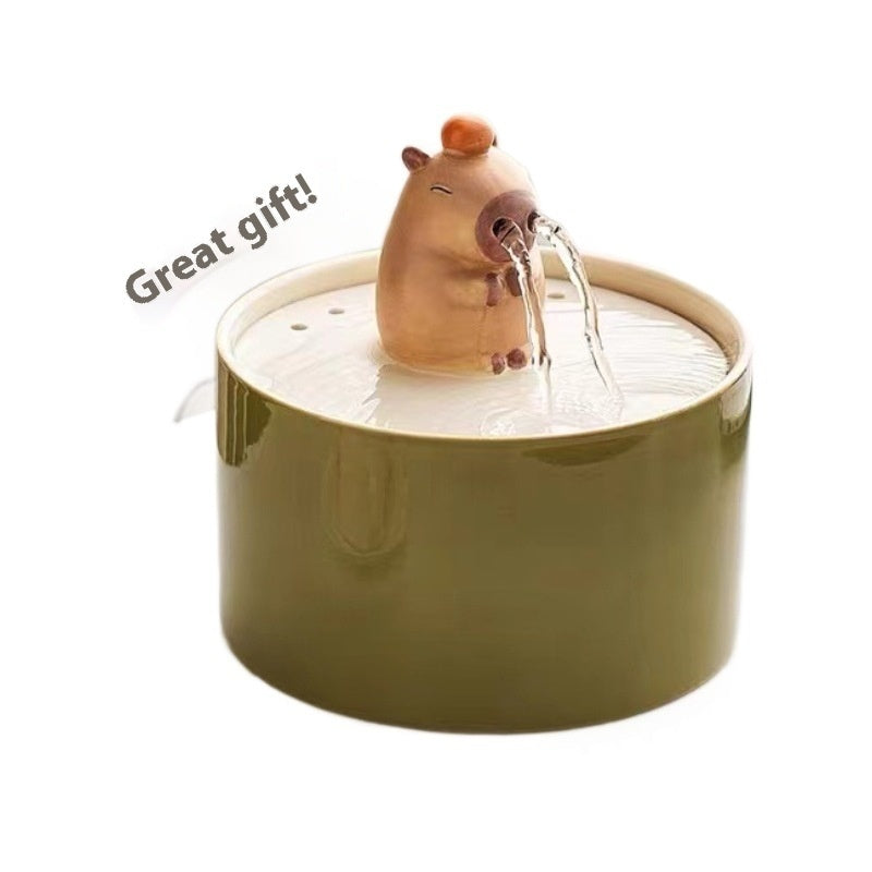 Capabala Flowing Water Ornaments Pet Ceramic Water Fountain