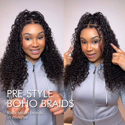 ✨ Glueless HD Lace Boho Braids Human Hair Wig – Natural Goddess Curls
