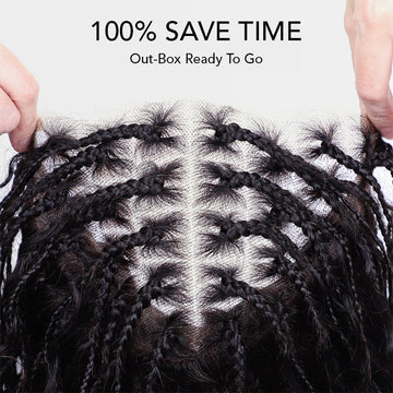 ✨ Glueless HD Lace Boho Braids Human Hair Wig – Natural Goddess Curls