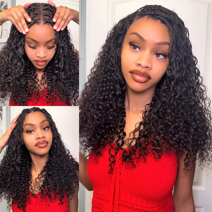✨ Glueless HD Lace Boho Braids Human Hair Wig – Natural Goddess Curls