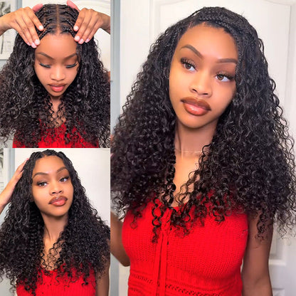 ✨ Glueless HD Lace Boho Braids Human Hair Wig – Natural Goddess Curls