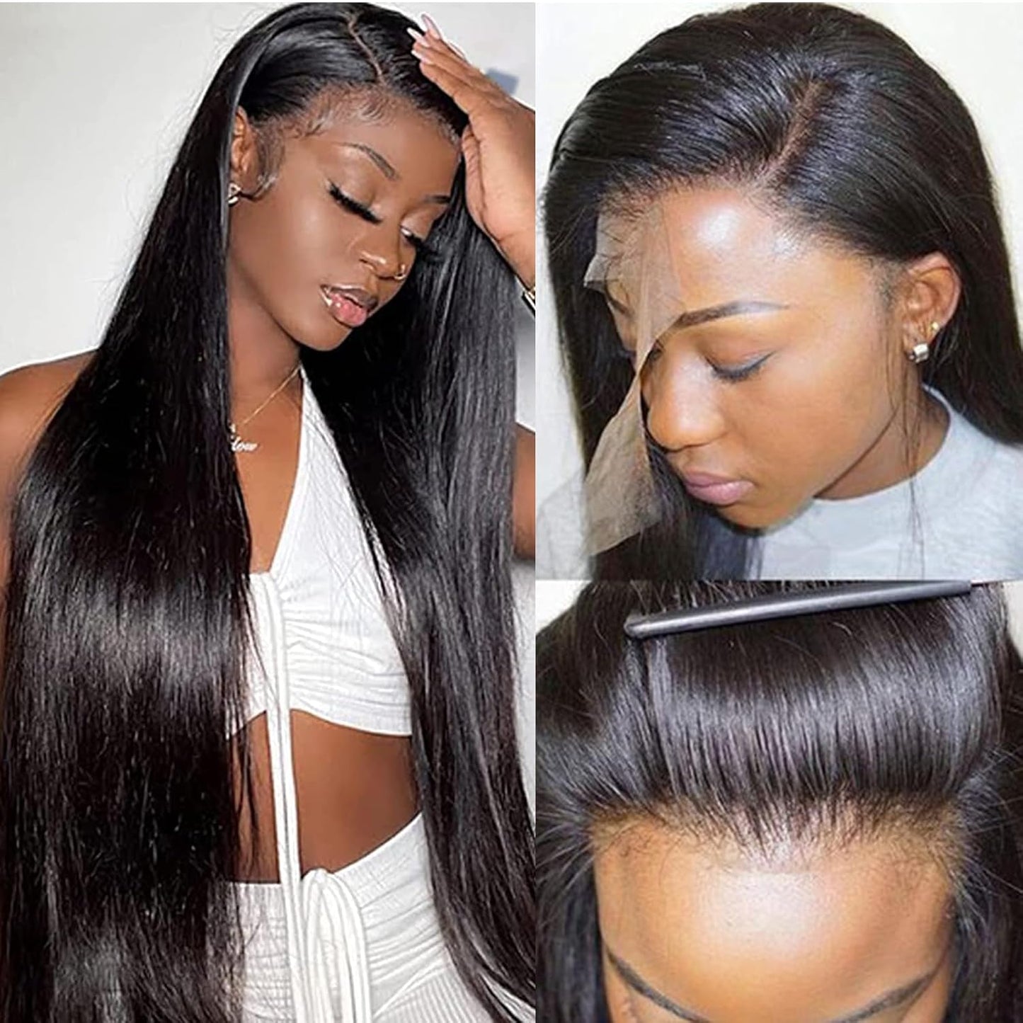 Final Hours – Up to 79% Off🌷💥Straight HD Transparent Lace Front Wigs Human Hair