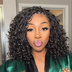 Braided Glueless Wig Drawstring Cap 13x6 HD Lace Front Knotless Boho Curls Human Hair Wigs