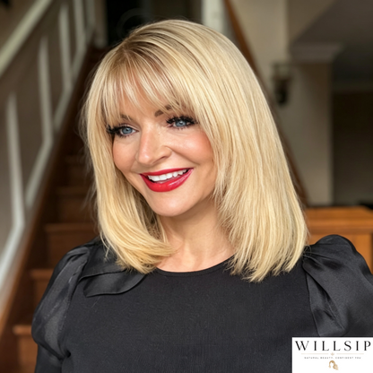 Human Hair Topper with Bangs | Hair Piece for Thinning Hair