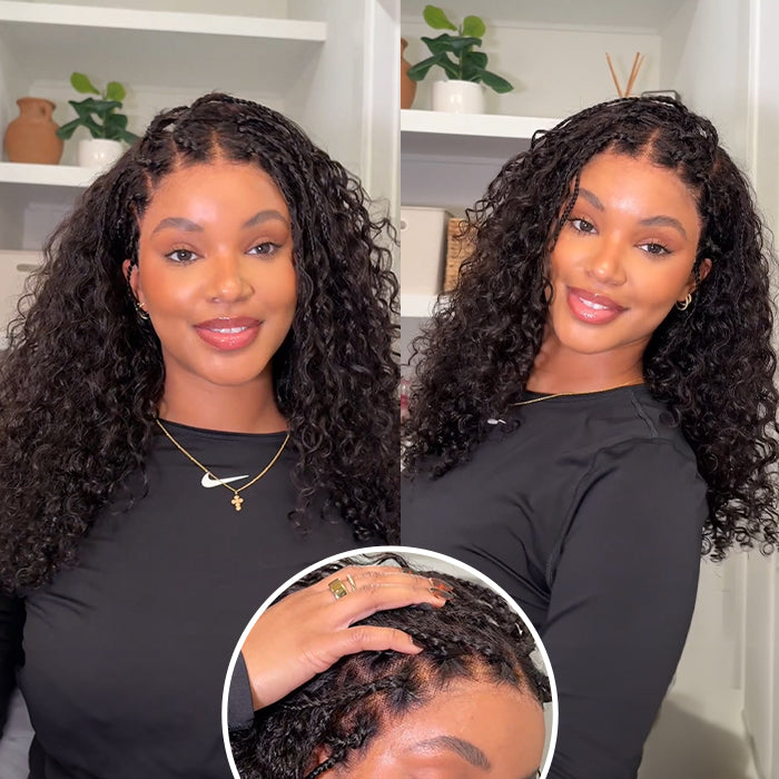 ✨ Glueless HD Lace Boho Braids Human Hair Wig – Natural Goddess Curls