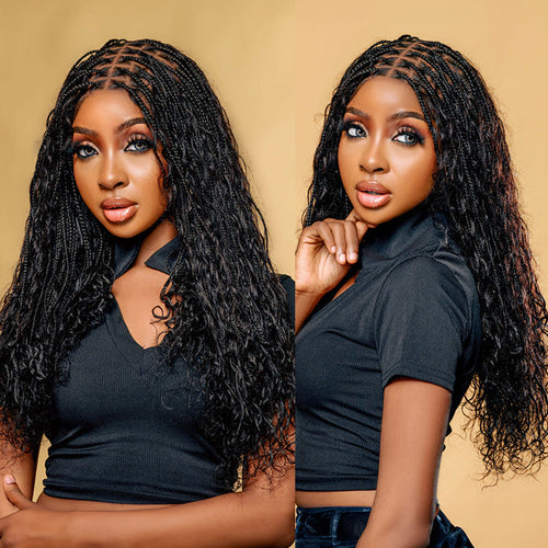 ✨ Glueless HD Lace Boho Braids Human Hair Wig – Natural Goddess Curls