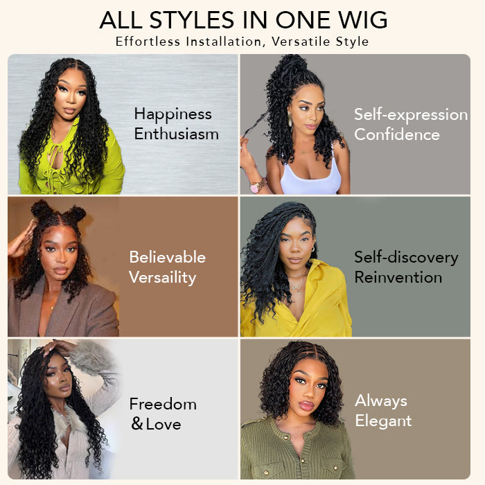✨ Glueless HD Lace Boho Braids Human Hair Wig – Natural Goddess Curls