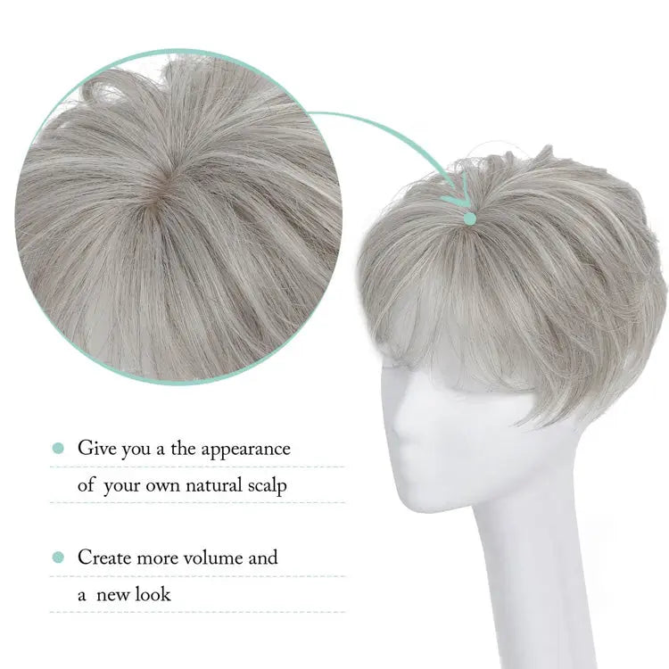 Hot Sale 💖 Summer Breathable Lace Base Natural Short Remy Hair Topper