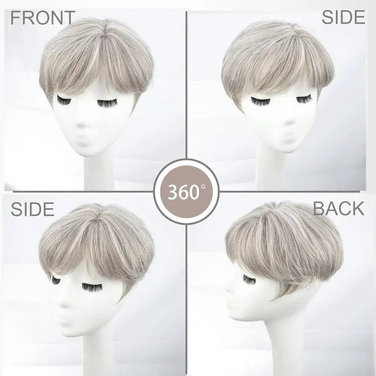Hot Sale 💖 Summer Breathable Lace Base Natural Short Remy Hair Topper