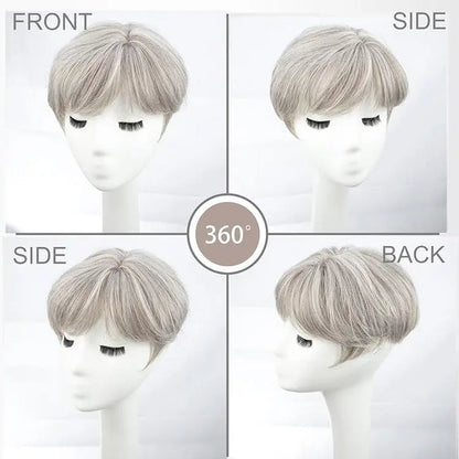 Hot Sale 💖 Summer Breathable Lace Base Natural Short Remy Hair Topper