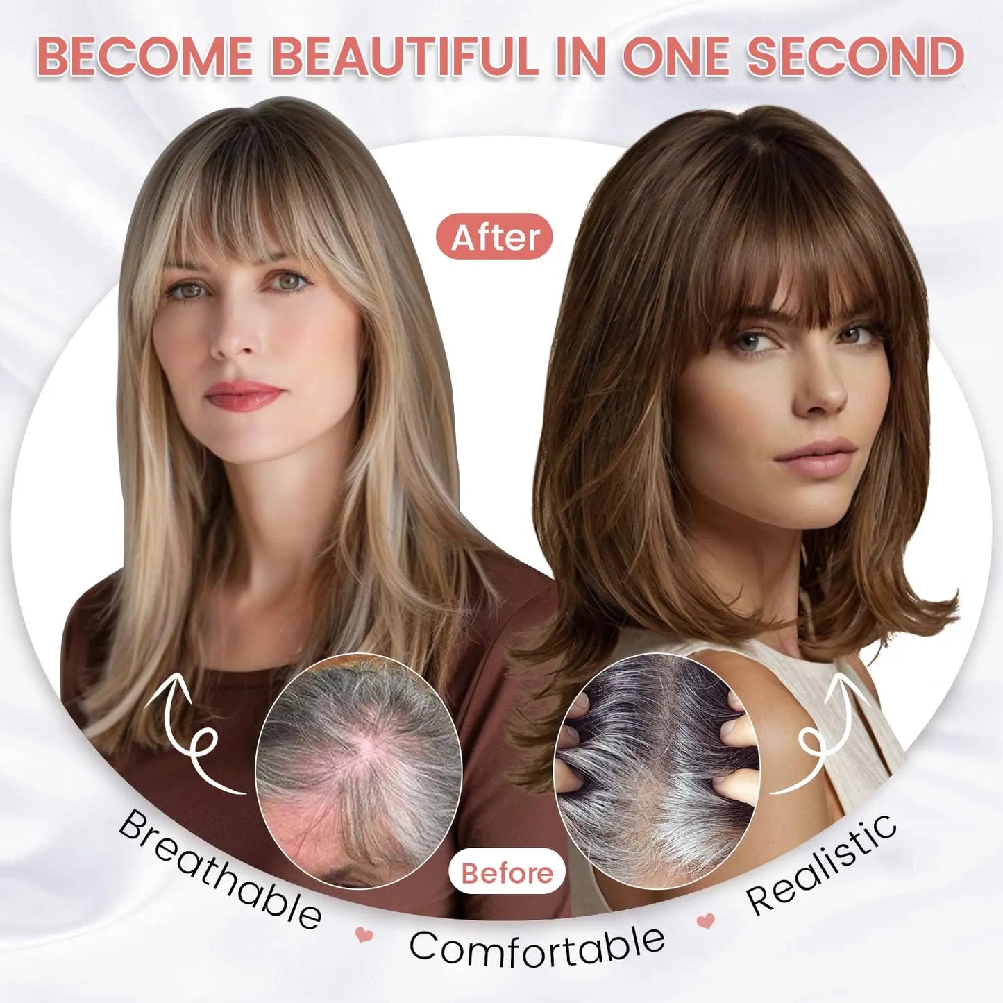 🔥Final Hours—Up to 85% Off🔥Human Hair Topper with Bangs | Hair Piece for Thinning Hair
