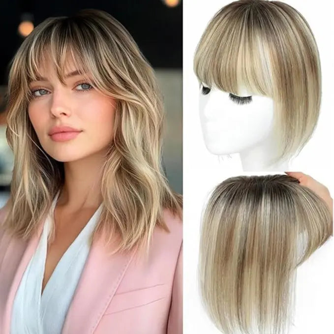 🔥Final Hours—Up to 85% Off🔥Human Hair Topper with Bangs | Hair Piece for Thinning Hair