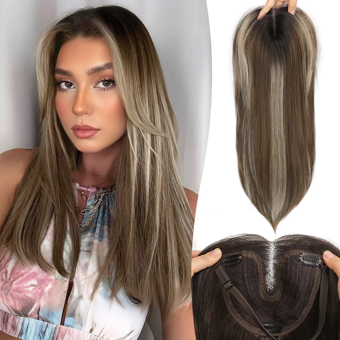 ☀️ Hot Weather? Try This Breathable Hair Solution-Natural-Looking Hair Topper for Women