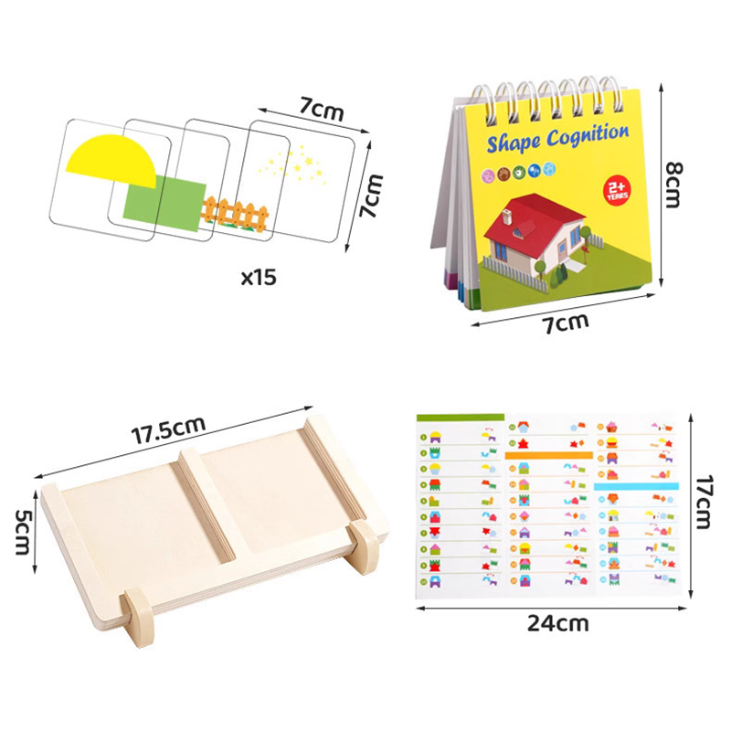 Geometric House Layering Puzzle with Wooden Base
